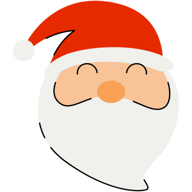 Noel Baba yüzü sakallı ve kırmızı şapkalı.