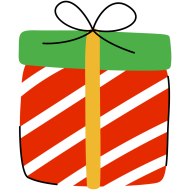 Kırmızı ve yeşil yılbaşı hediye paketi ve kurdele.