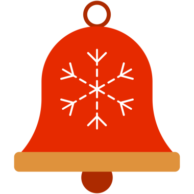 Beyaz kar taneli kırmızı Noel çanı