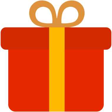 Sarı kurdele ile kırmızı hediye kutusu