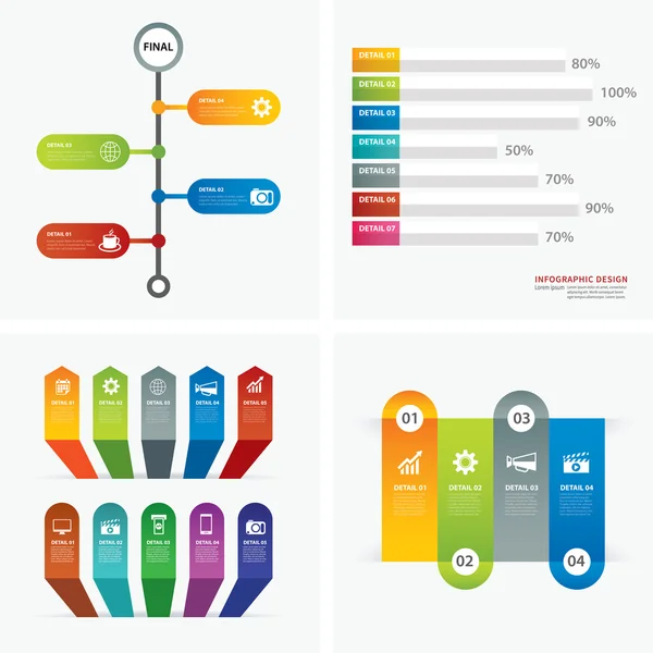 Ensemble de modèles infographiques design plat — Image vectorielle