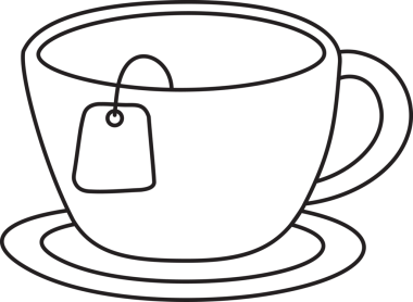 Kahvaltını rahatlatmak için çay poşeti ile bir fincan sıcak çay..