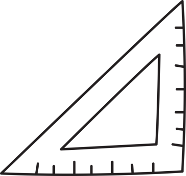 El çizimi ofis kırtasiyesi karalama tarzıyla üçgen cetvel.