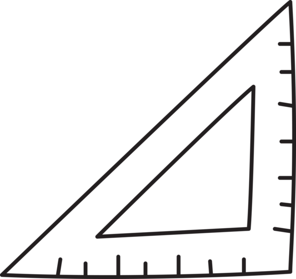 El çizimi ofis kırtasiyesi karalama tarzıyla üçgen cetvel.
