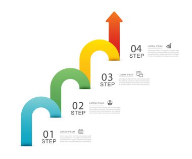 4 adım ve yükselen oklarla bilgi ticareti büyüme stratejisi.