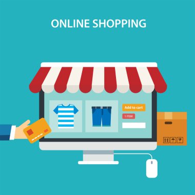 Online alışveriş kavramı düz tasarım
