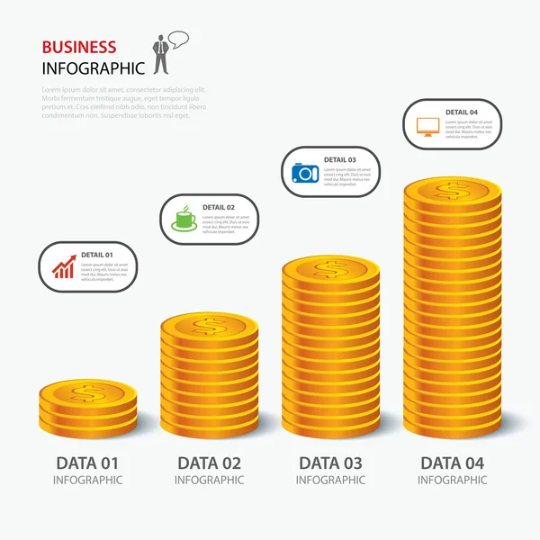 Vector money business plan infographic flat design — Stock Vector