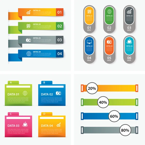 Satz von Infografik-Vorlagen flaches Design — Stockvektor