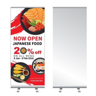 banner stand tasarımı olarak Japon yemekleri topla