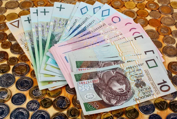 Polish money  on the wooden — Stock Photo, Image