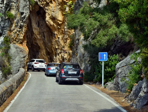 Calobra Mallorca Spanje Augustus 2018 Zicht Tunnel Slangenweg Calobra Stockfoto