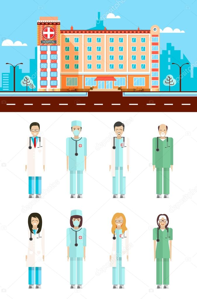 Polyclinic With Doctors Stock Vector Image By C Marynabolsunova 100527346