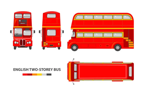 İngiliz kırmızı çift katlı otobüs — Stok Vektör
