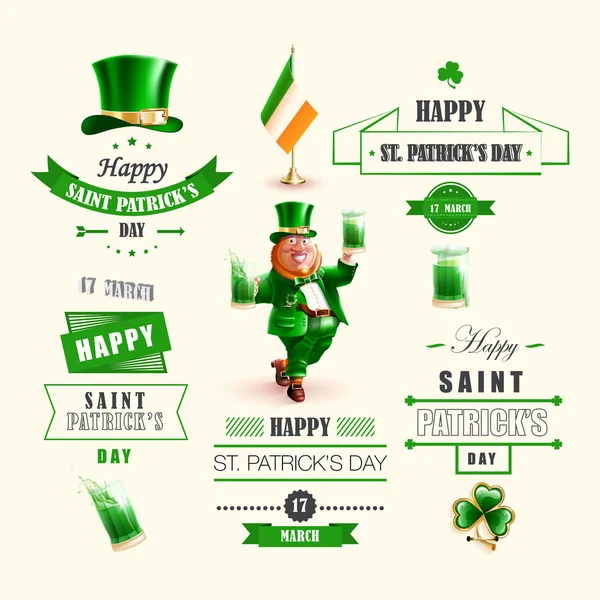 Ställ bokstäver Happy St Patricks Day — Stock vektor