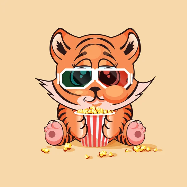Filhote de tigre assistindo a um filme — Vetor de Stock
