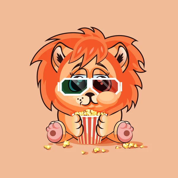 León cachorro viendo una película — Vector de stock