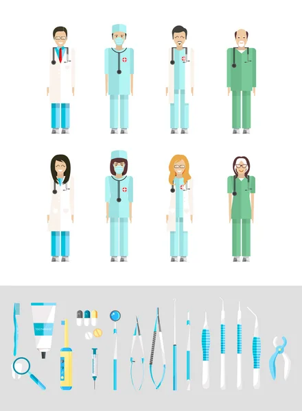 Ensemble dentaire instruments de dentistes — Image vectorielle