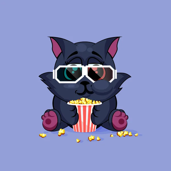 Czarny kot oglądanie a film — Wektor stockowy