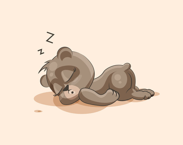 isolated Emoji character cartoon Bear sleeps on the stomach sticker emoticon