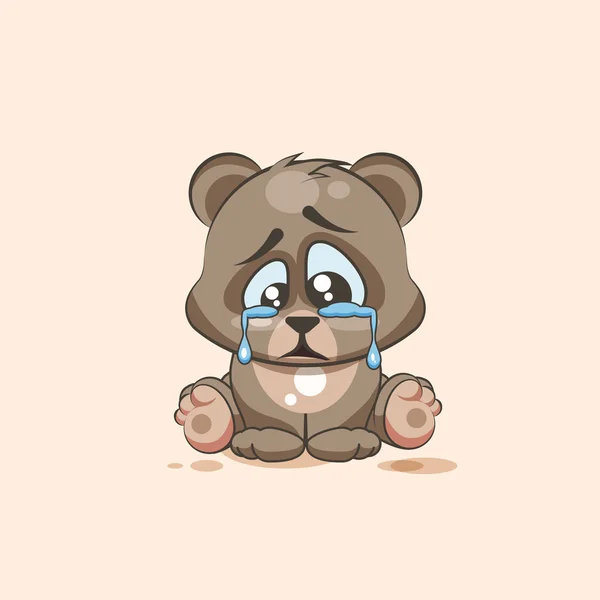 Aislado personaje emoji dibujos animados triste y frustrado oso llorando, lágrimas pegatina emoticono — Archivo Imágenes Vectoriales