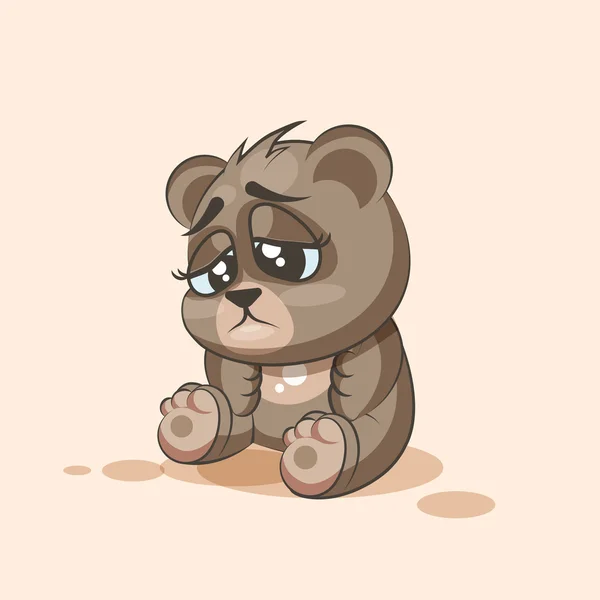 Изолированный персонаж Эмодзи мультфильм Медведь грустный и разочарованный наклейка смайлик — стоковый вектор