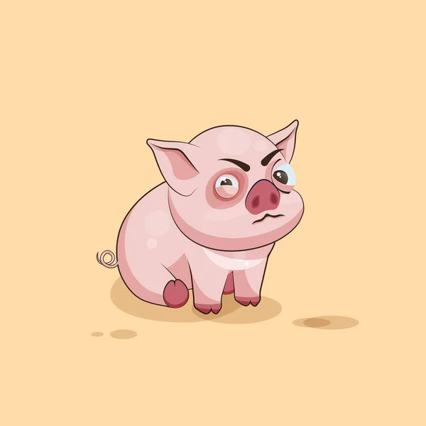 Isolado personagem Emoji desenhos animados Pig squints e olha emoticon suspeito adesivo —  Vetores de Stock