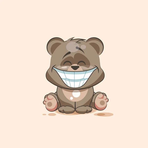 Isolerad emoji karaktär tecknad Björn med ett stort leende från örat toear klistermärke uttryckssymbol — Stock vektor