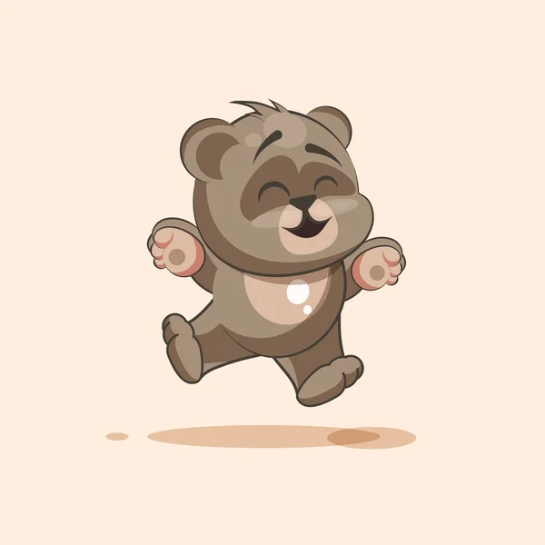 Ізольований персонаж смайлів мультфільм ведмідь стрибки за радість, щасливий смайлик наклейки — стоковий вектор