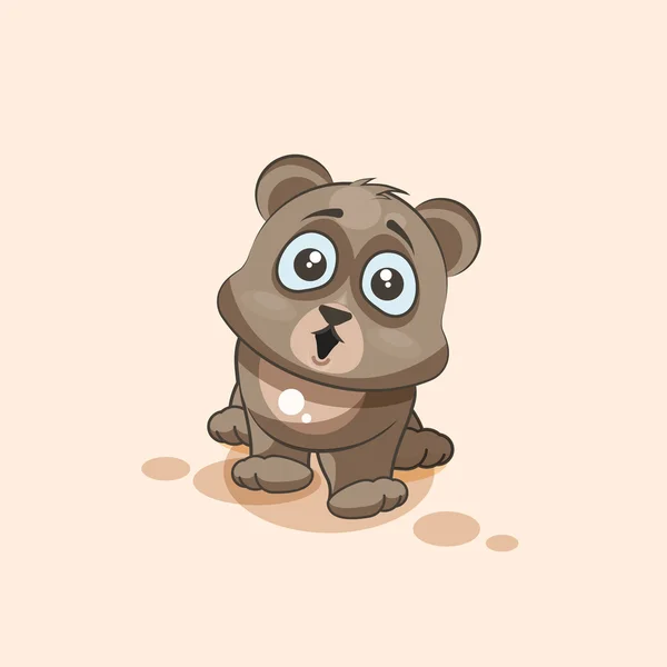 Isolado Emoji personagem cartoon urso surpreso com grandes olhos adesivo emoticon — Vetor de Stock