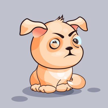 isolated Emoji character cartoon dog squints and looks suspiciously sticker emoticon clipart