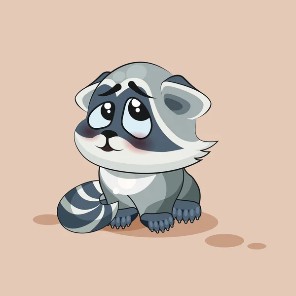 Na białym tle emoji charakter Cartoon Raccoon cub zakłopotany, nieśmiały i rumieńców naklejki emotikon — Wektor stockowy