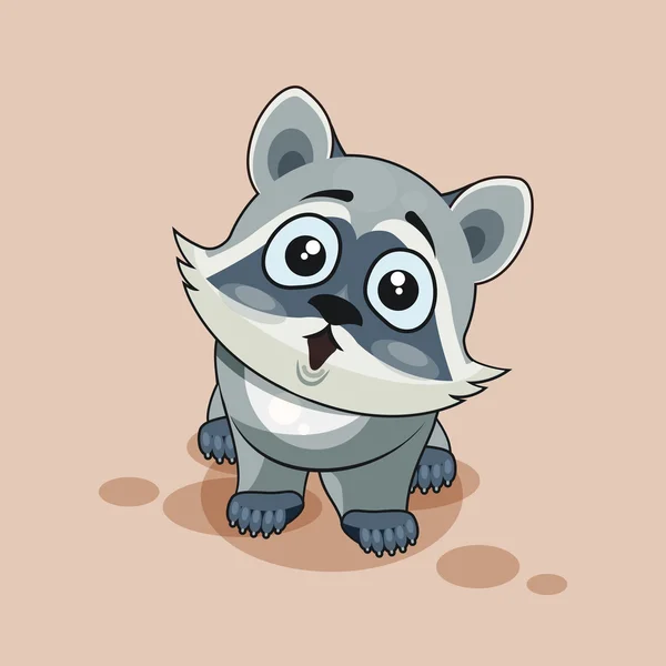 A különálló Emoji karakter karikatúra Raccoon cub meglepte a nagy szemek matrica hangulatjel — Stock Vector