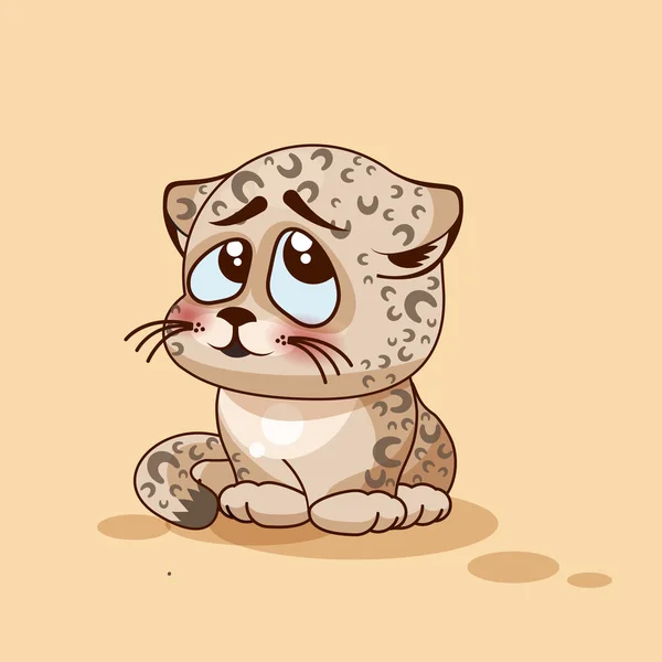 Aislado Emoji personaje de dibujos animados leopardo cachorro avergonzado, tímido y ruboriza etiqueta emoticono — Vector de stock