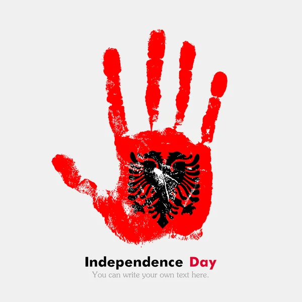 Impresión de la mano con la bandera de Albania en estilo grunge — Archivo Imágenes Vectoriales