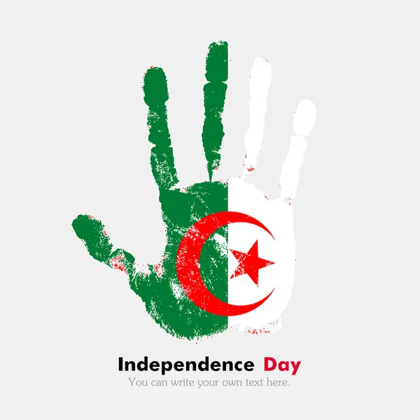 Handprint z flagą Algierii w stylu grunge — Wektor stockowy