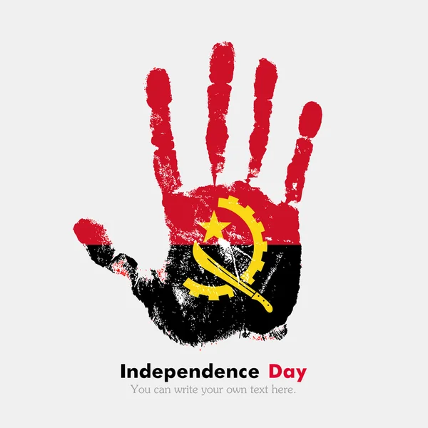 Handprint com a bandeira de Angola em estilo grunge — Vetor de Stock