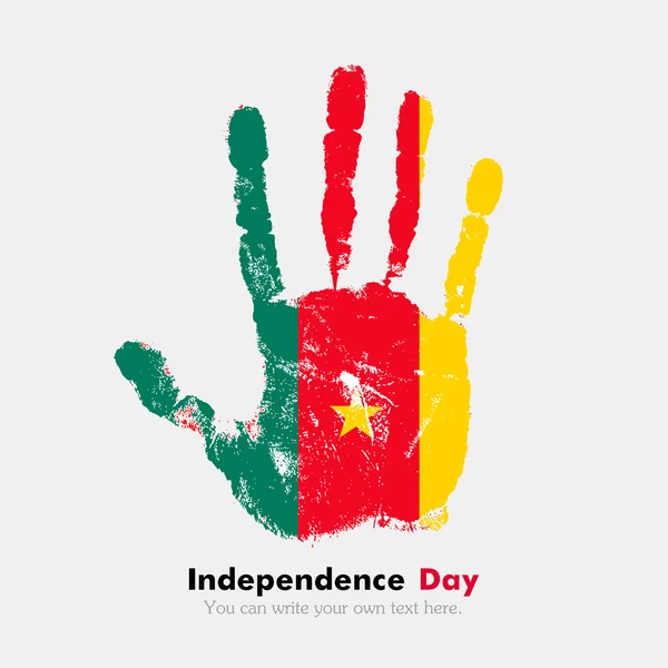 Handprint z flagą Kamerunu w stylu grunge — Wektor stockowy