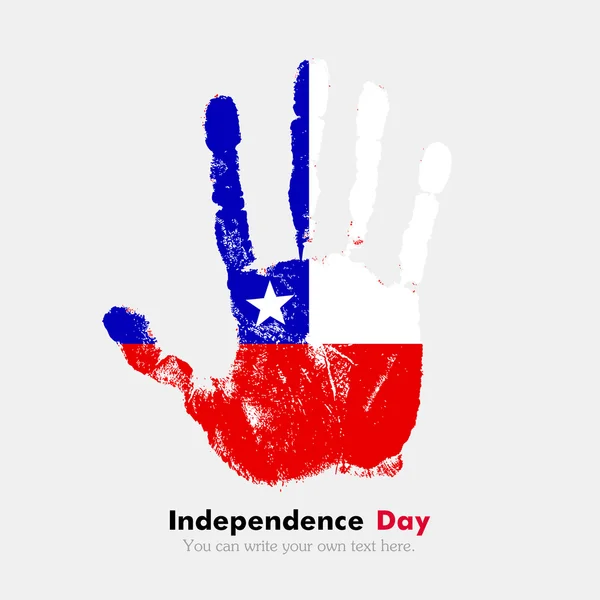 Empreinte main avec le drapeau du Chili dans un style grunge — Image vectorielle
