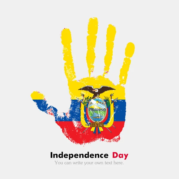 Huella de mano con la Bandera de Ecuador en estilo grunge — Archivo Imágenes Vectoriales