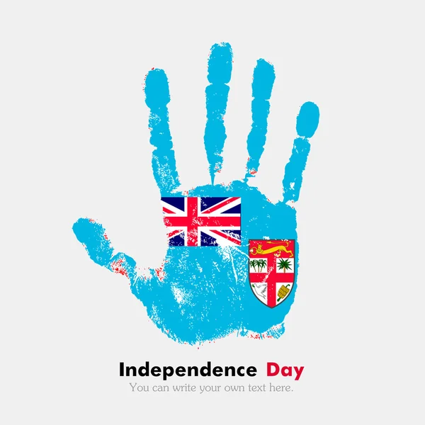 Empreinte main avec le drapeau des Fidji dans un style grunge — Image vectorielle