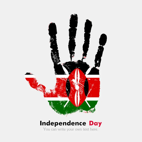Empreinte main avec le drapeau du Kenya dans un style grunge — Image vectorielle