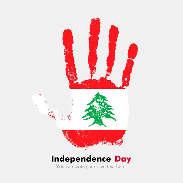 Kéznyomat a Libanon zászlajával a grunge stílusban — Stock Vector