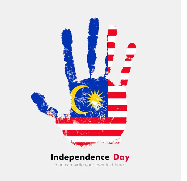 Handprint with the Flag of Malaysia in grunge style — Stock Vector