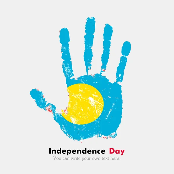 Empreinte main avec le drapeau de Palaos dans un style grunge — Image vectorielle