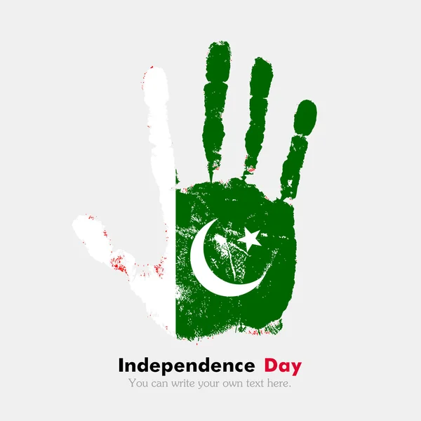 Αποτύπωμα παλάμης με την σημαία του Πακιστάν, σε στυλ grunge — Διανυσματικό Αρχείο