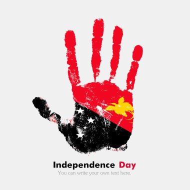 Handprint with the Flag of Papua New Guinea in grunge style