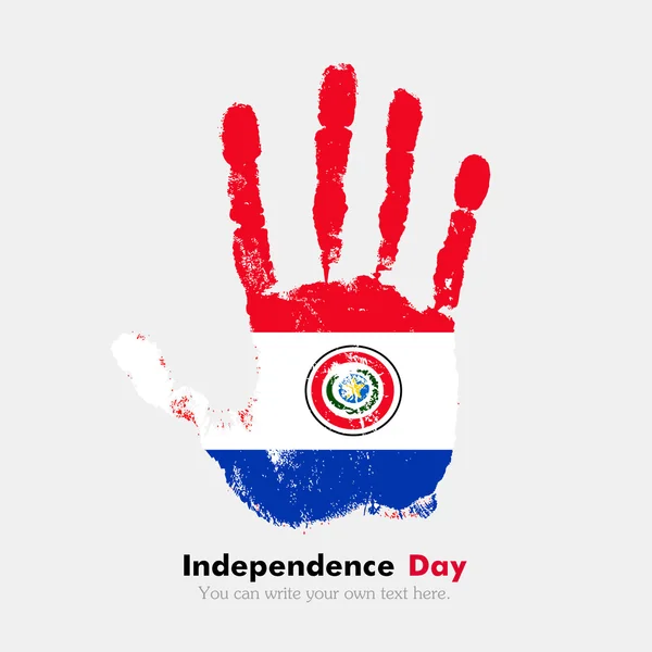 Handprint with the Flag of Paraguay in grunge style — Stok Vektör