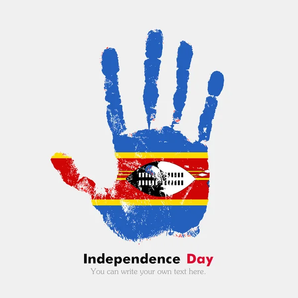 Handprint with the Flag of Swaziland — Stock Vector