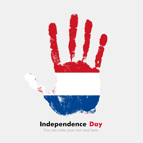 Empreinte à la main avec drapeau des Pays-Bas — Image vectorielle