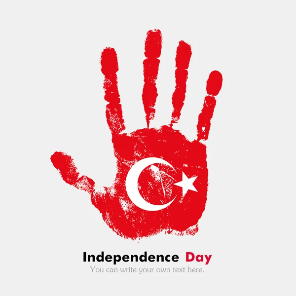 Empreinte main avec le drapeau de la Turquie — Image vectorielle